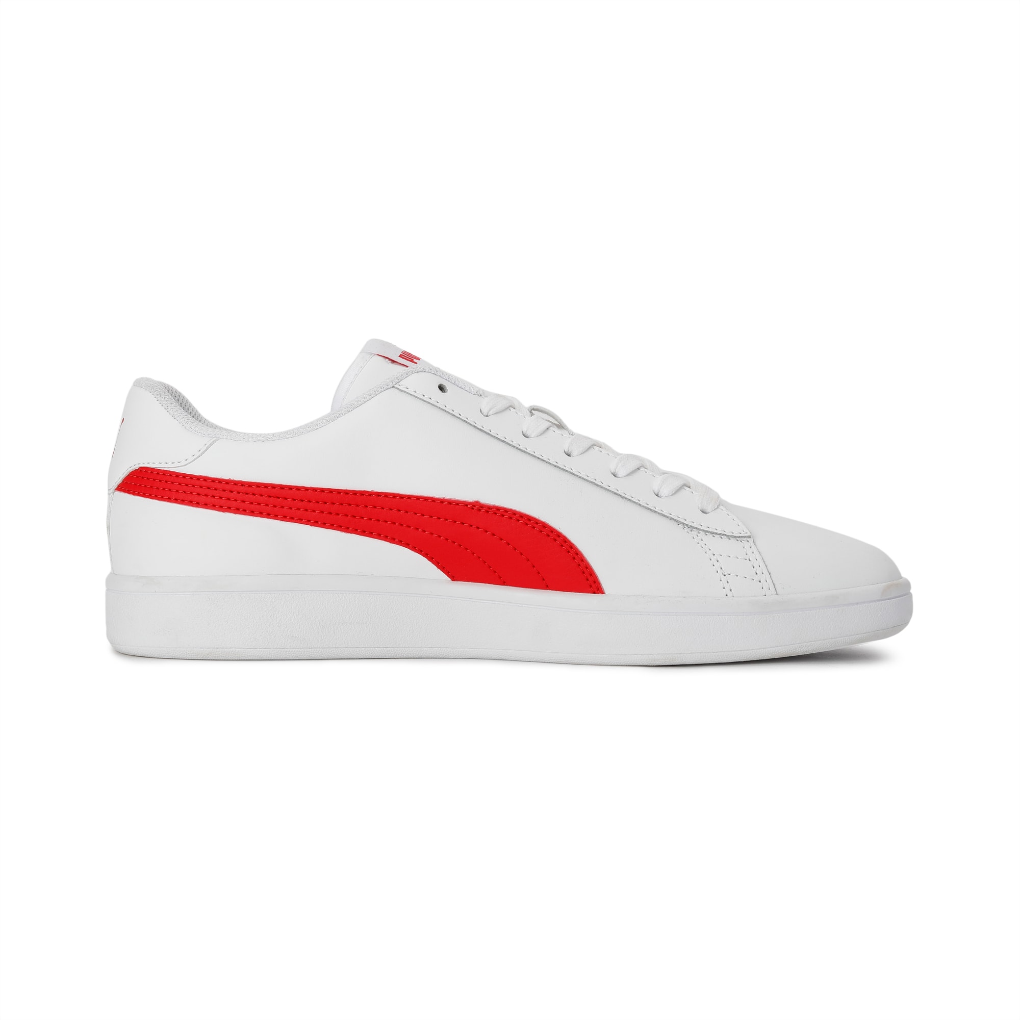 PUMA Smash v2 Leather Men's Athletic Shoes White/Red/Gold 365215 17 SO8b
